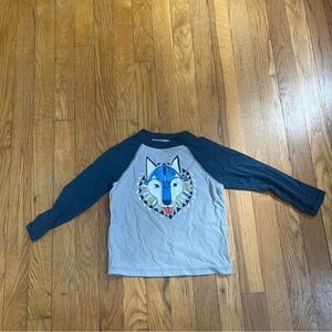 Tea Collection Long Sleeve Wolf Tee - Blue and Gray